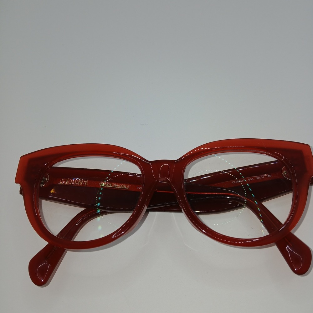 Celine CL50015F Womens Eyeglasses Frame Only Red Round Full Rim 50-17-145 mm